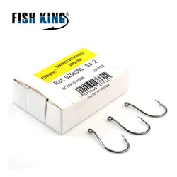 FISH KING-anzuelos de Pesca de mano, anzuelos de púas con anillo, señuelo de acero de alto carbono, accesorios de Pesca de carpa, 100 unidades por lote