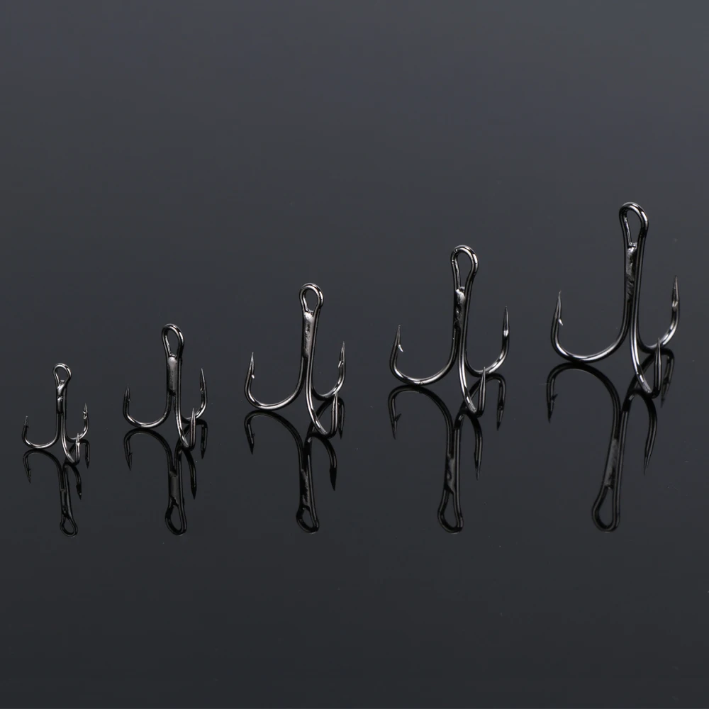 Tamaño del juego de anzuelos de pesca triples Goture # 2/4/6/8/10 acero rico en carbono plata negro marrón para anzuelos de pesca de carpa Japón 50 unids/caja - imagen 5