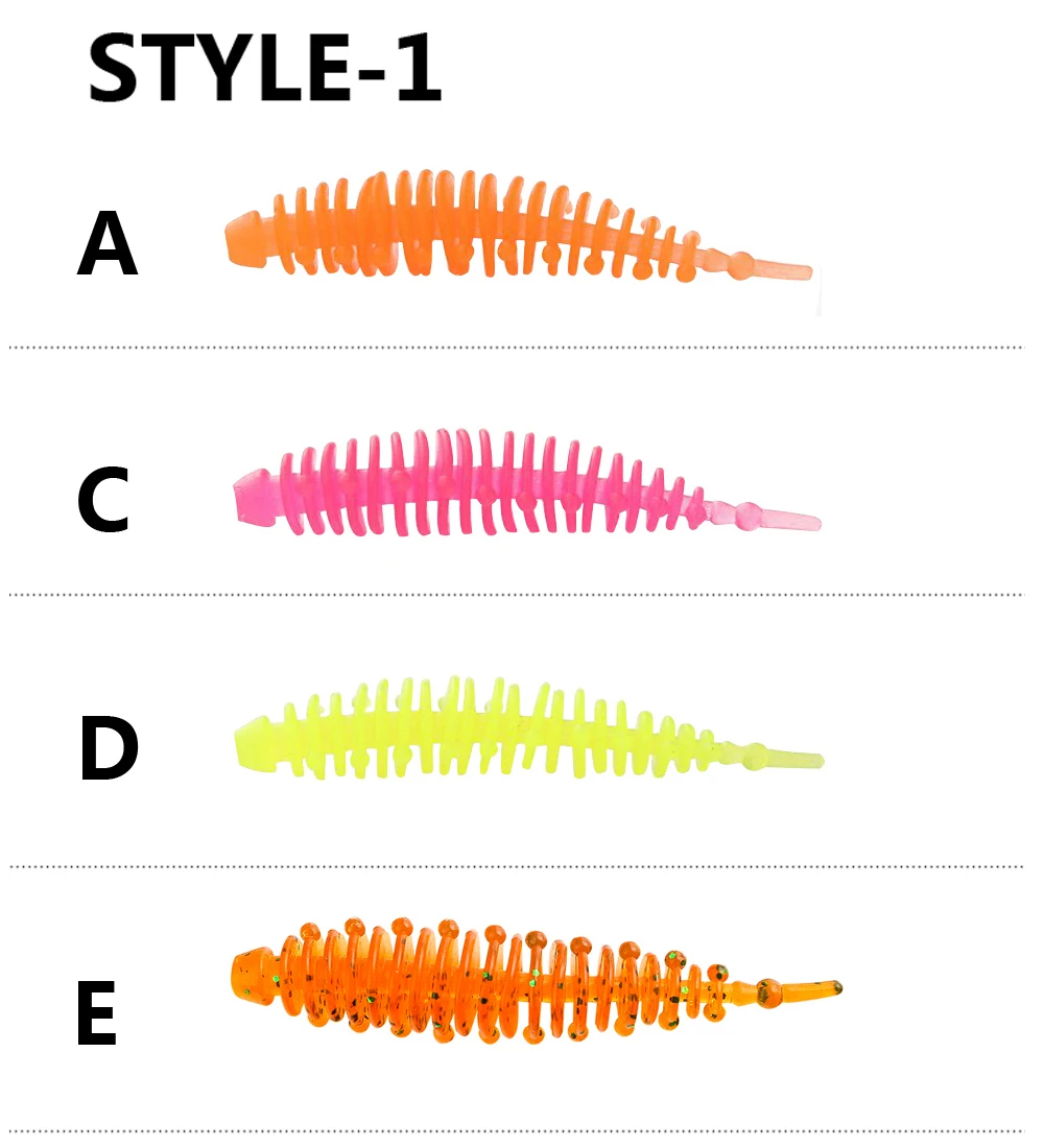 Explore los estilos vibrantes de nuestro cebo con opciones C, D y E