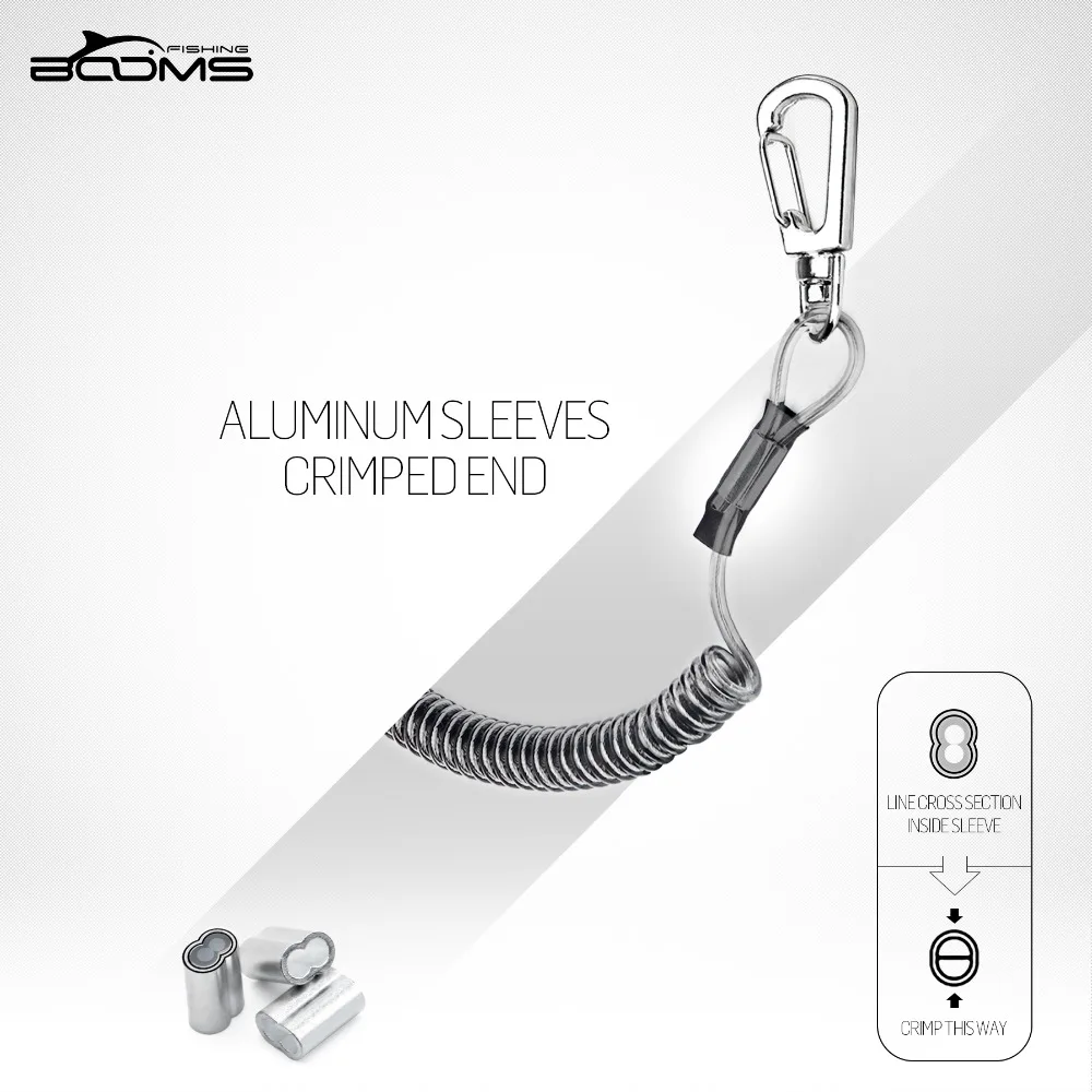 Booms Fishing-cordón en espiral T4 o cuerda de seguridad, alicates de seguridad de acero para acampar, empuñaduras de labios, herramientas de pesca de estiramiento máximo de 1,5 m - imagen 4