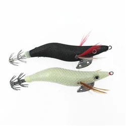 1 Uds. Gamba de madera, pulpo, calamar, anzuelo de Jigging, señuelo de camarón luminoso blanco, señuelo de pesca negro 2,5 #   3.5 #   Ganchos