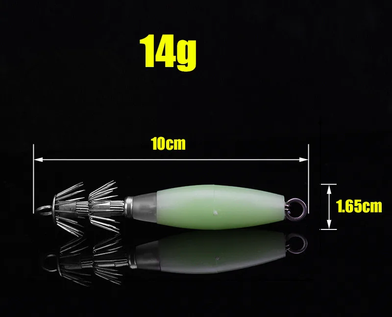 Anzuelo de calamar brillante, 10cm/14g, desparaguas de calamar de doble capa, anzuelos de tubo, Señuelos de pesca nocturnos artificiales, lote de 2 piezas - imagen 3
