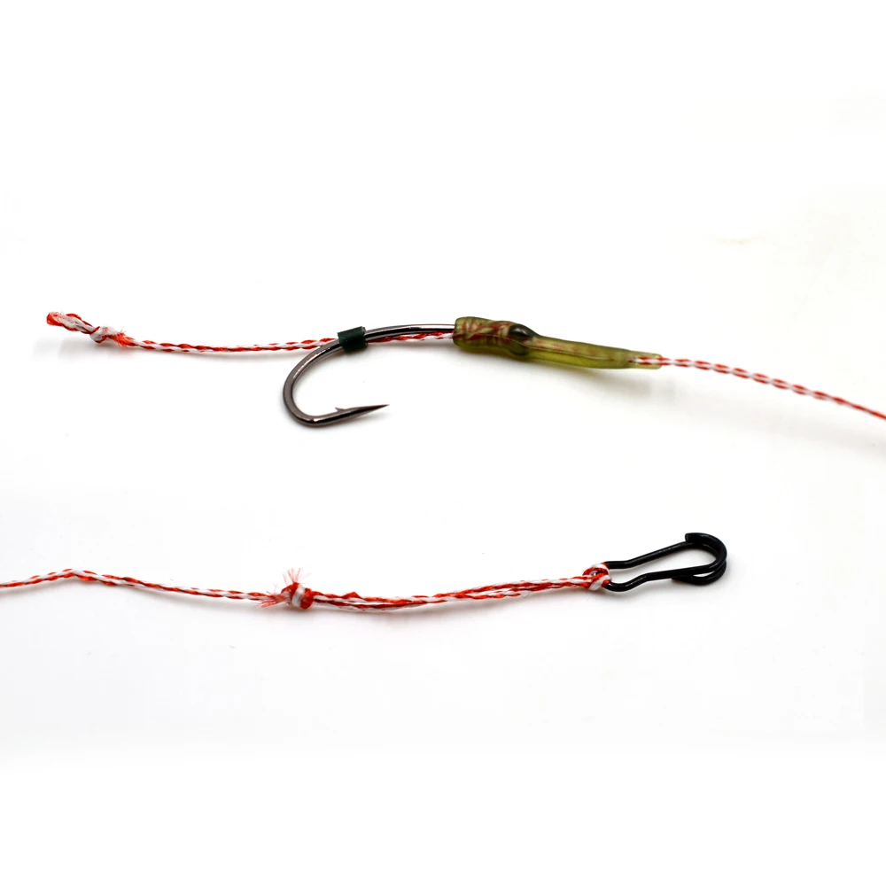 MNFT-Juego de 6 ganchos curvos 2-8 #, hilo trenzado surtido, anzuelos de pesca de carpa atados a mano, accesorios para el pelo, Conector de pesca listo para usar - imagen 4