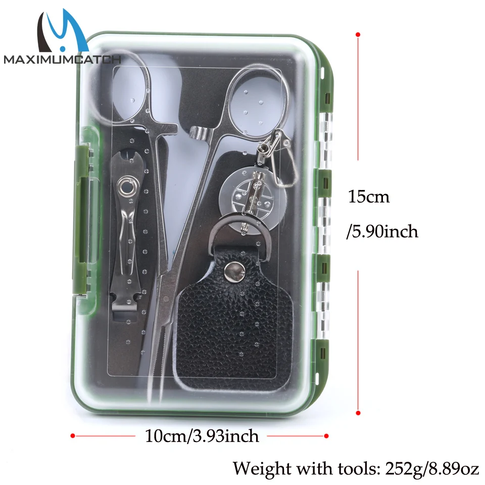 Kit de herramientas de pesca con mosca Maximumcatch con caja impermeable, accesorios para corriente, fórceps, Retractor, pinza y moscas - imagen 4