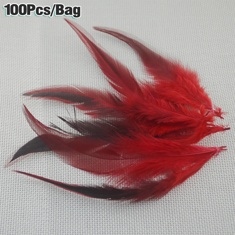 MNFT-sillín de faisán natural teñido, pluma, pelo, atado de moscas, Material de Hackle, jengibre, azul, crema, blanco, rosa, rojo, varios colores, 100 Uds. - imagen 2