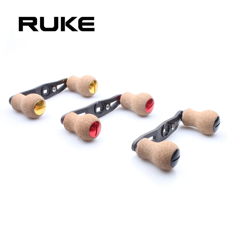 Ruke nuevo mango de carrete de pesca de fibra de carbono para Shimano D/A tipo Baitcasting con perilla de corcho tamaño del agujero 7*4/8*5mm longitud 90mm - imagen 4