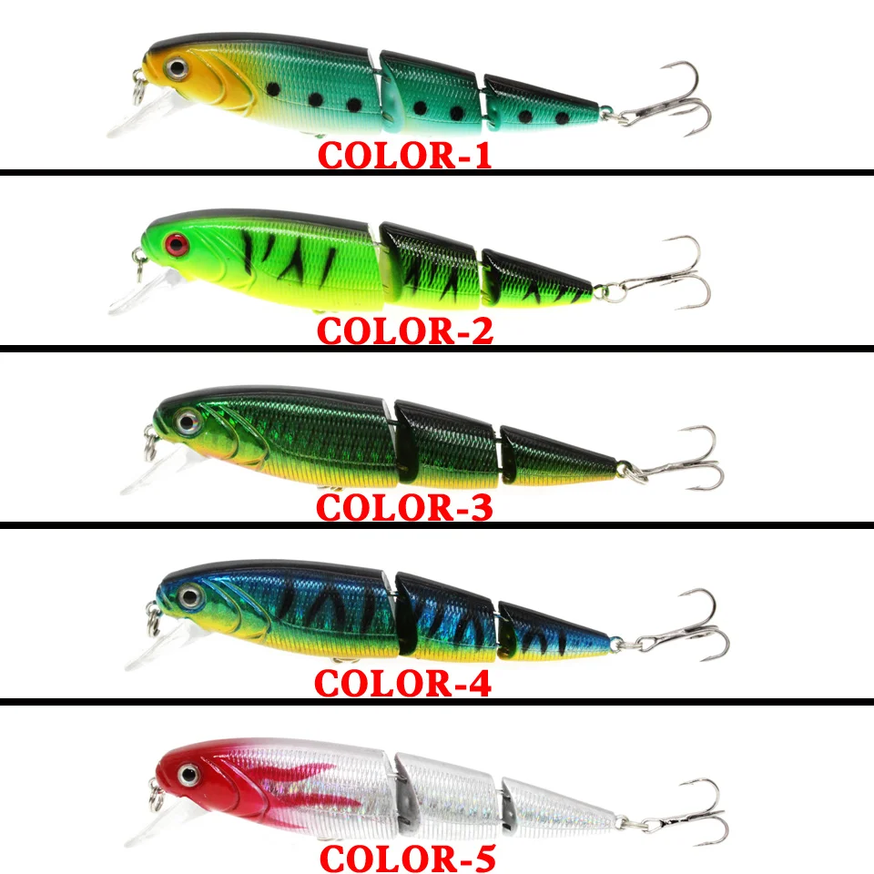Señuelos de Pesca de plástico, cebos duros realistas de 3 segmentos, 11cm/15g, 5 colores disponibles, novedad, 1 unidad - imagen 4