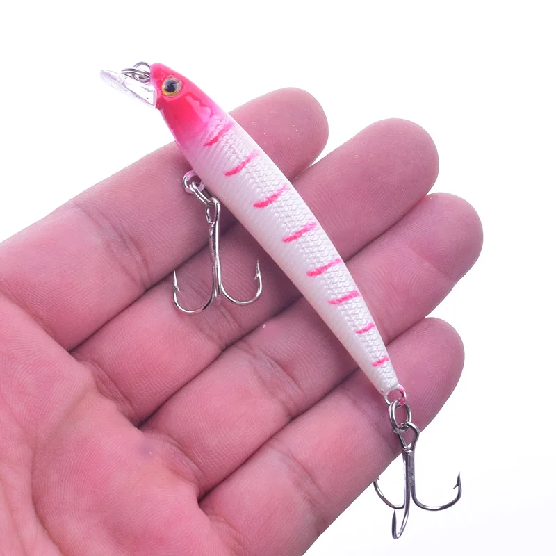 Señuelo de pesca de pececillos, cebo Artificial duro 3D de 75mm y 5,5g, cebo falso de alta simulación, Swimbait wobblers Crankbait, 1 unidad - imagen 4