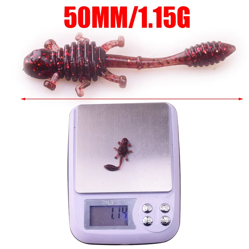Proleurre-SEÑUELOS blandos de Larva, cebo Artificial de 50mm, gusano de pesca de silicona, Lucio, pececillo, cebo de natación, cebo de plástico Jigging, 10 unids/lote