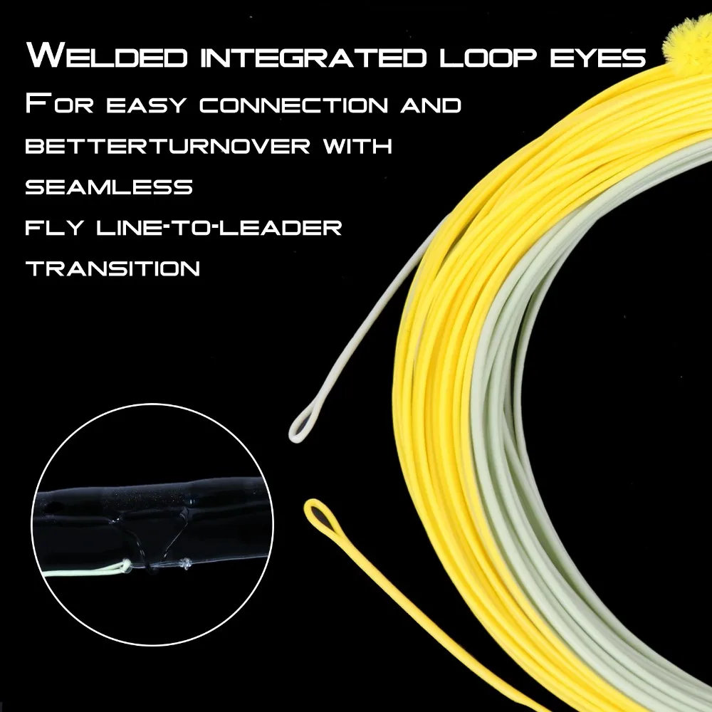 Maximumcatch 2-8WT doble Color musgo verde y oro peso hacia adelante línea de pesca con mosca flotante con bucles soldados línea de mosca de 100 pies - imagen 5