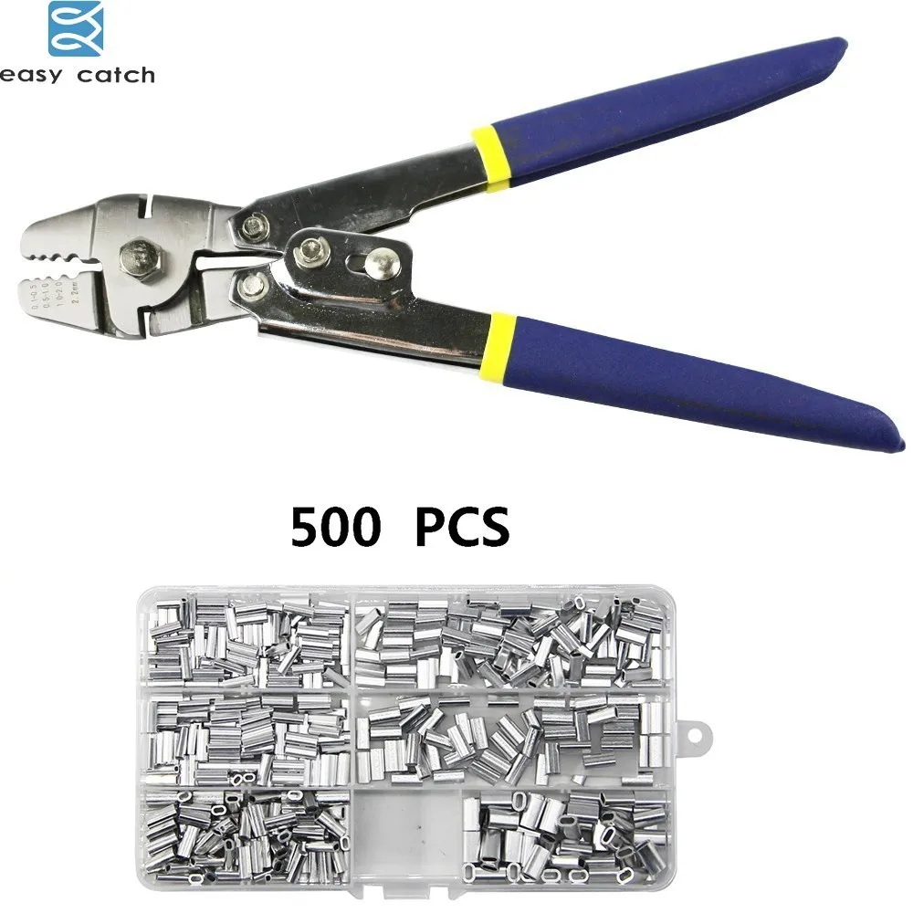 Alicates de línea de pesca de acero inoxidable, manga de crimpado de alambre, cortador de línea de pesca, Mangas de prensado, herramienta de terminal, 500 Uds. - imagen 2