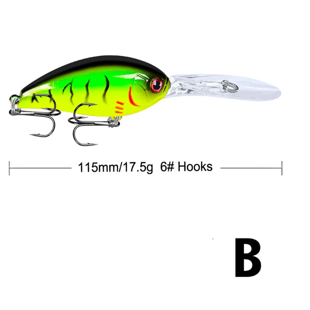 Señuelo de Pesca duro Artificial Wobbler, cebo duro Crankbait, Lucio, Pesca de curricán, carpa, aparejos de Pesca, 115mm, 17,5g, 1 ud. - imagen 5