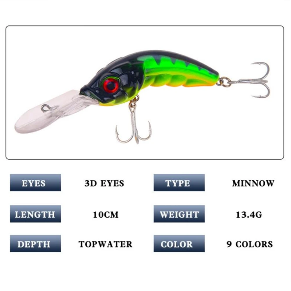Señuelo de pesca de pececillos láser, cebo duro Artificial flotante, Wobblers de ojo 3D, aparejos de pesca de lubina, Crankbait, 10cm, 13,4g, 1 unids/lote - imagen 2