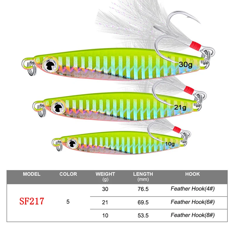 Señuelo de pesca de Metal, cuchara giratoria de lentejuelas con pluma, cebo duro para mar, lago, herramienta Wobblers 30, 10g, 21g, 30g, 1 unidad - imagen 2