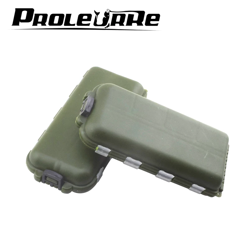 Proleurre-caja de aparejos de pesca de plástico verde militar, compartimentos de gancho, estuche de almacenamiento, herramienta de almacenamiento de señuelos giratorios de pesca al aire libre - imagen 5
