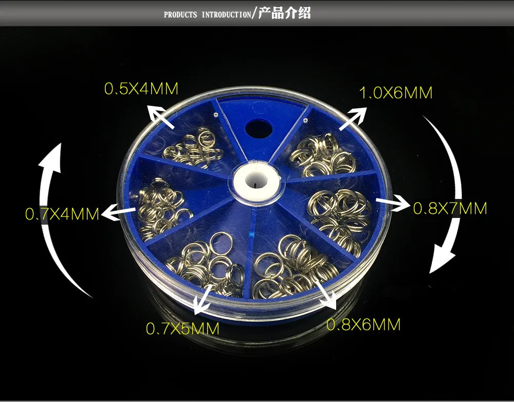 Accesorios para aparejos de pesca, conector, anillos de conexión de señuelo, acero inoxidable, tamaño completo 4-7mm, juego de 116 piezas - imagen 2