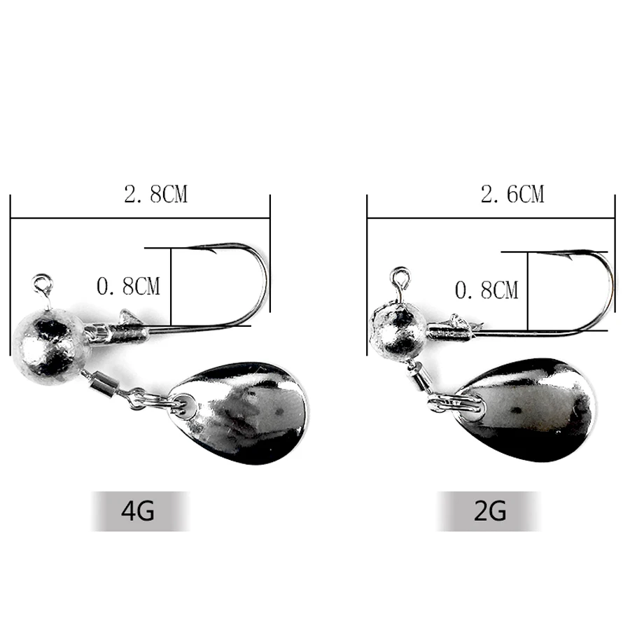 Anzuelos de pesca de acero al carbono, gancho de plomo Texas, cuchara de Metal giratoria, gancho para lubina, señuelo suave, 2g, 4g, 10 unids/lote - imagen 3