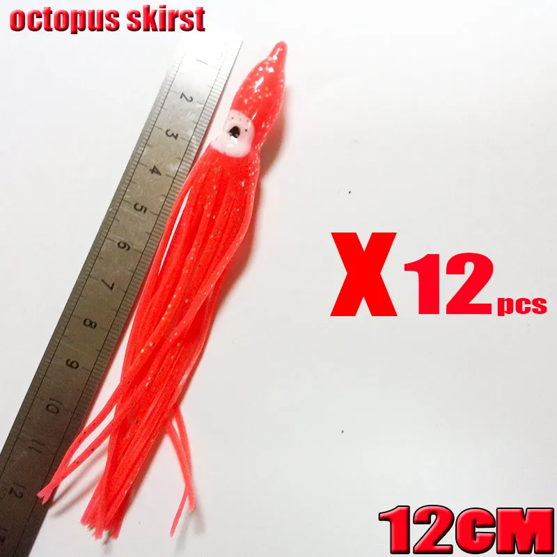 2024 faldas de pesca sotf de pulpo, 26 tipos de pesca, usted elige cada tipo, 12 unids/lote, la longitud es de 12CM - imagen 5
