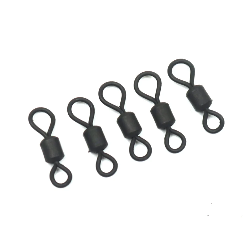 Aparejos de pesca de carpa con ojo grande, accesorio negro mate, giratorio HC, opaco, No reflectante, para equipo de helicóptero, 30 Uds.