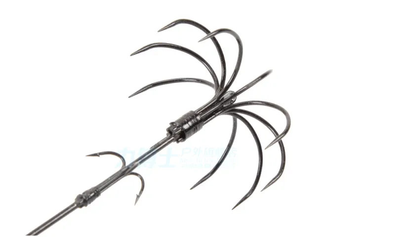 Anzuelos volteados, anzuelos de calamar, acóculo, sección triple, paraguas, cuerda de explosión, anzuelo de mar, Océano - imagen 4