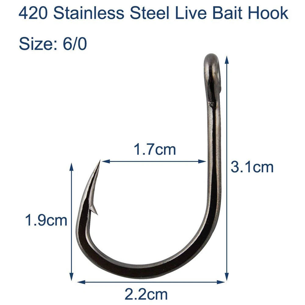 Anzuelos de pesca de agua salada 420, cebo vivo clásico de acero inoxidable, 40 unids/lote, envío directo - imagen 4