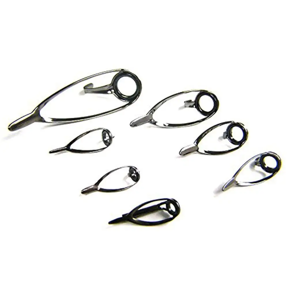 Kit de reparación de guías de caña de pescar, 7 Uds., 2mm-14mm, anillo de carbono de acero inoxidable, doble estante, guías de caña de pescar, juego de repuesto - imagen 2