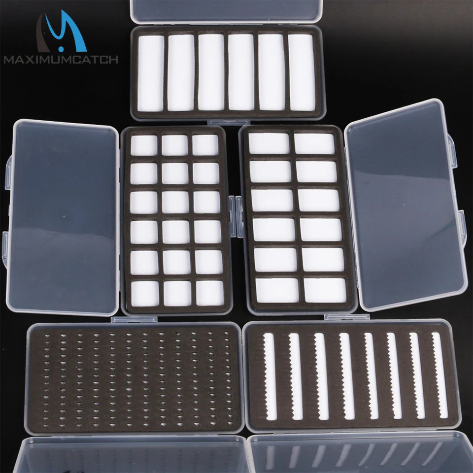 Caja para moscas Maximumcatch, resistente al agua, delgada, 185x103x13mm, transparente, con compartimento de espuma para pesca, trucha, salmón, lubina - imagen 3