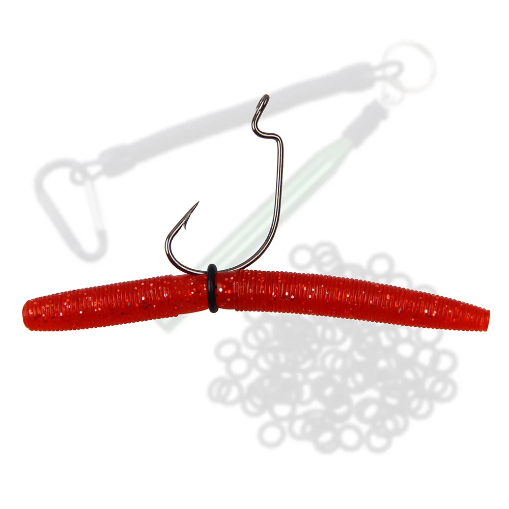 Hyaena 50 piezas de aparejos de pesca negros Wacky Soft Baits gusano herramienta Wacky O-Anillos para Wacky Rigging Plastic Senko los gusanos - imagen 3