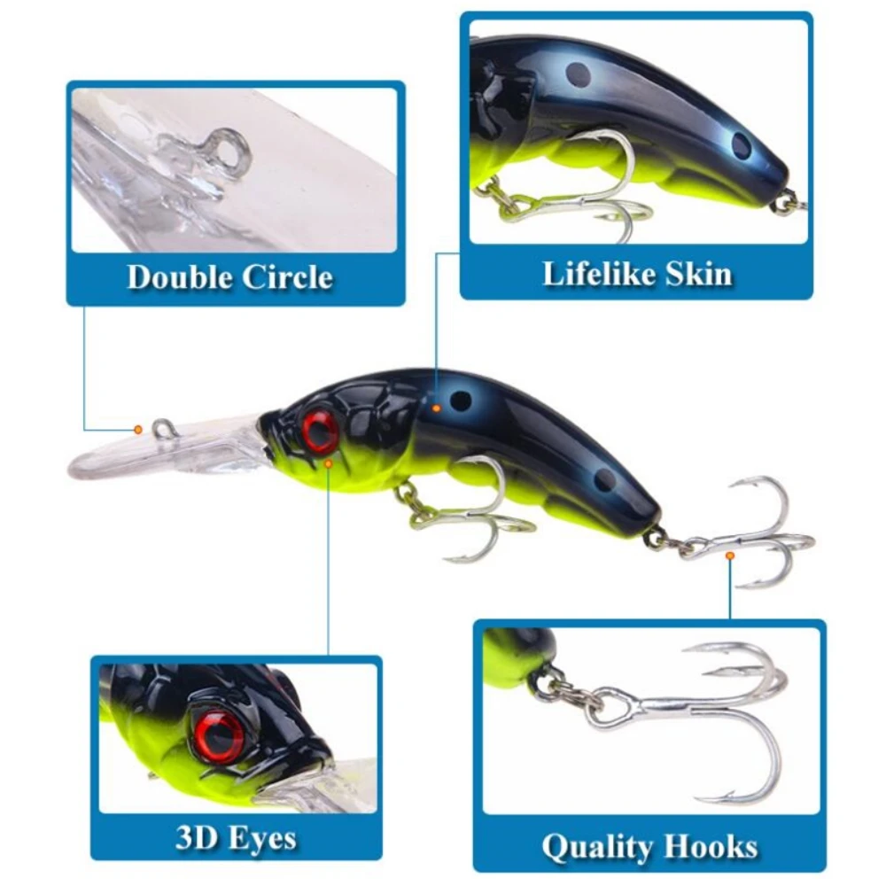 Señuelo de pesca de pececillos láser, cebo duro Artificial flotante, Wobblers de ojo 3D, aparejos de pesca de lubina, Crankbait, 10cm, 13,4g, 1 unids/lote - imagen 3