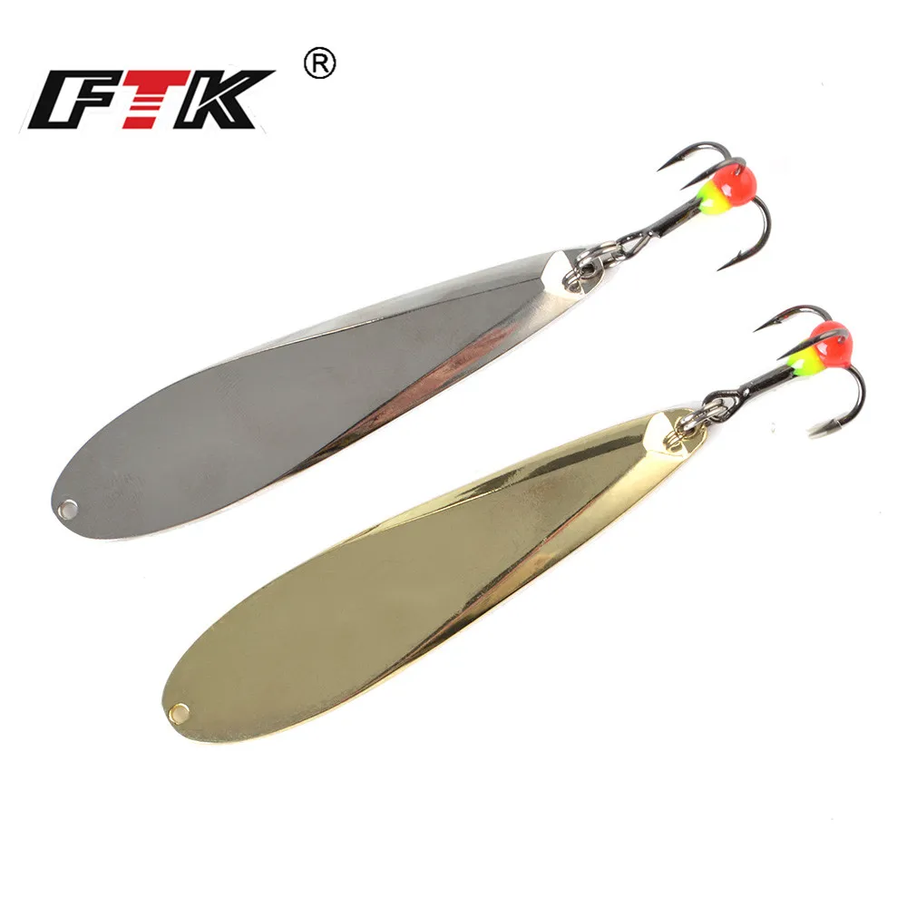 FTK-señuelo para pesca en hielo, 73mm/12g, cuchara plateada para invierno, cebos duros, señuelo para lubina con anzuelo triple para trucha y Lucio, 1 ud. - imagen 2