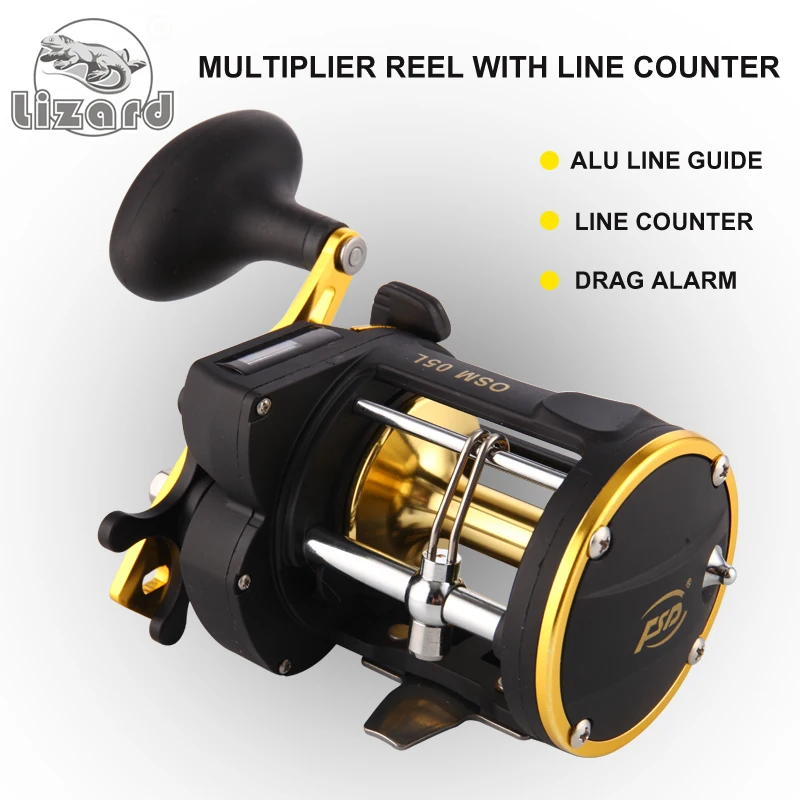 Lizard OSM05L - Carrete multiplicador con contador para arrastre