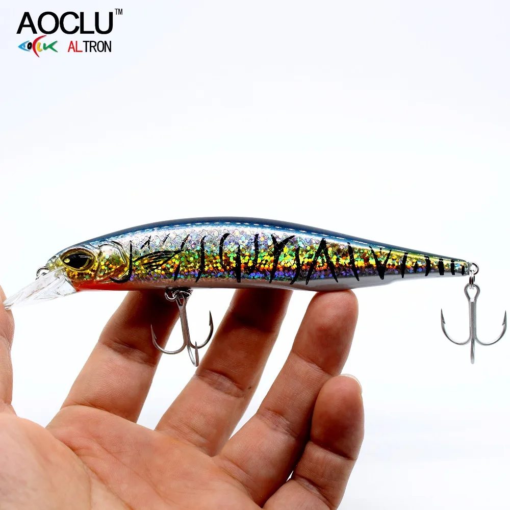 AOCLU-Cebo duro flotante para pececillos, Wobbler, señuelo de tirón, buceo, 1,8 m, peso de imán profundo, asesino de lubina, gancho VMC, 135mm, 18,7g - imagen 4