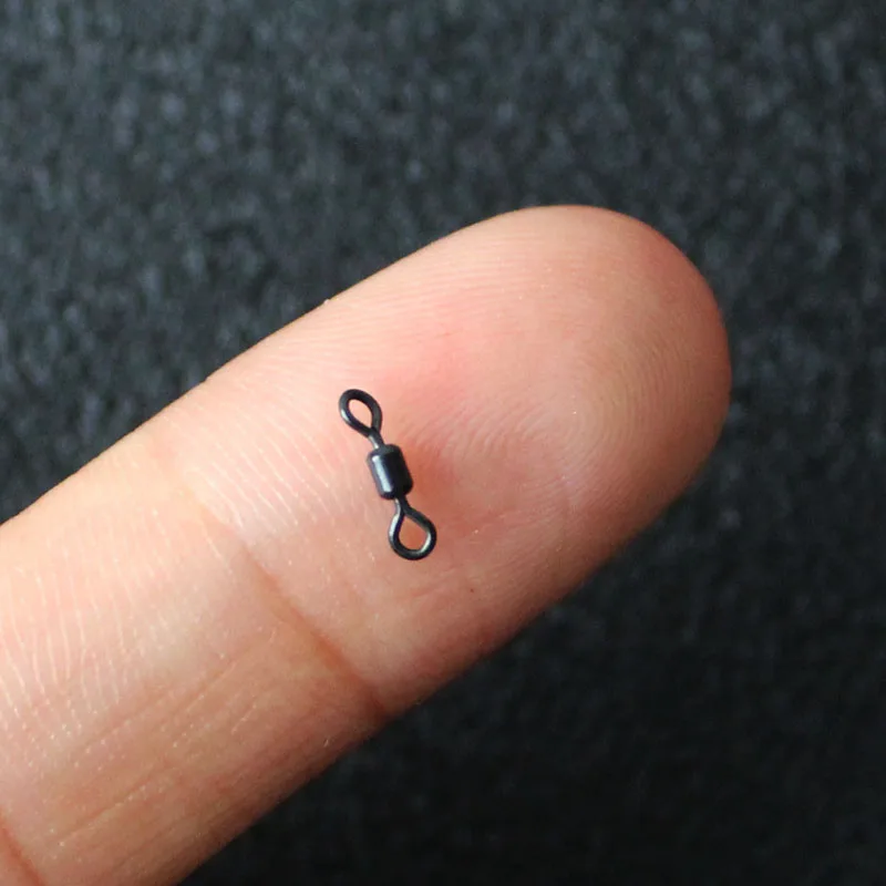 Conectores giratorios para pesca de carpa, 100 unidades, cambio rápido, UK 8 11 20, Micro giratorio, aparejo para carpa, negro mate - imagen 2