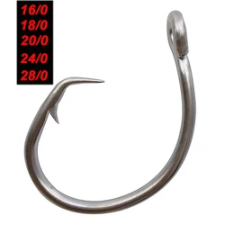 10 Uds. Anzuelos de pesca circulares de atún, anzuelos de cebo de juego grande de acero inoxidable 39960 para pesca en agua salada 16/0 18/0 20/0 24/0 28/0