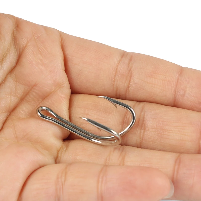 Anzuelo doble de pesca de acero al carbono, cabeza de plantilla, manivela, púas, gusano suave, lubina, carpa, 50 piezas o 20 piezas, 8 # a 1 # - imagen 3