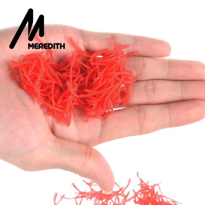Meredith-SEÑUELOS DE gusano rojo con olor de 500 piezas, 2cm, cebo suave, juego de Señuelos de Pesca de carpa, aparejos de pesca artificiales, JXC01-2 - imagen 4