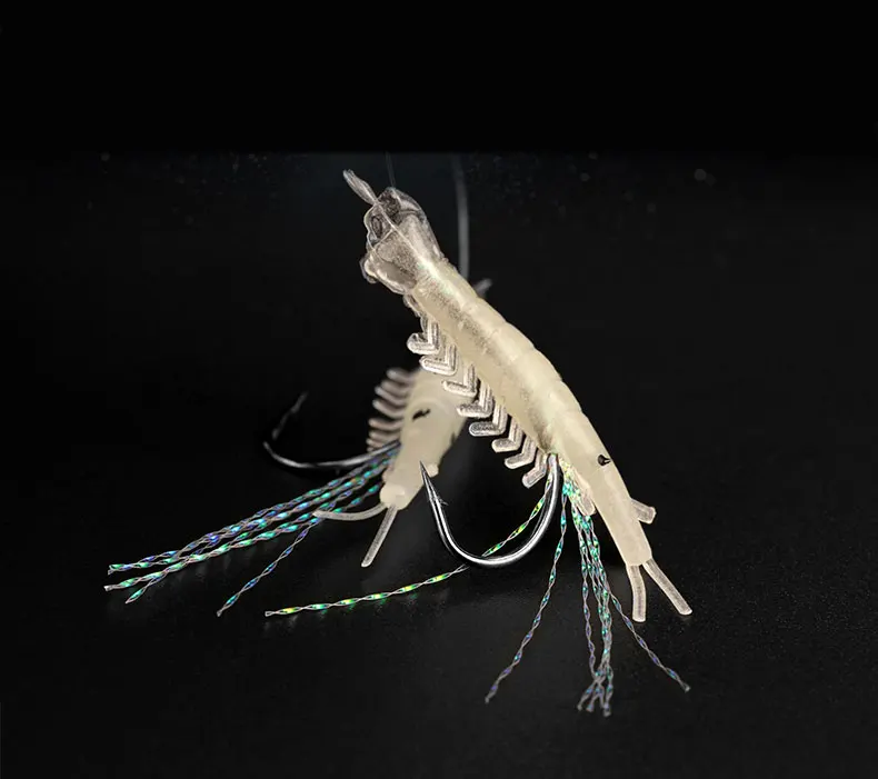 Sabiki anzuelos de pesca con 5 brazos, anzuelos artificiales de camarón suave y luminoso, 3 bolsas - imagen 4