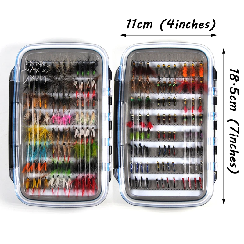 Juego de señuelos de pesca con mosca de Ninfa, moscas falsas para trucha, pez Araña, húmeda y seca, 184 unids/lote por caja - imagen 3