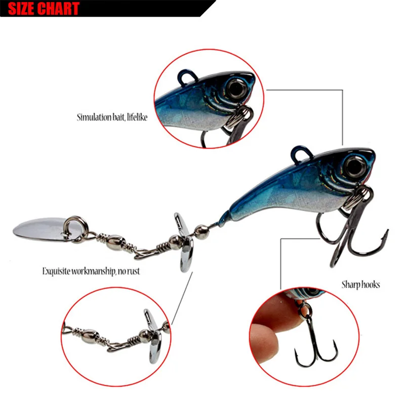 Señuelo de pesca giratorio de Metal Artificial, cebo duro giratorio de 85mm y 11,5g con lentejuelas, 1 unidad - imagen 2