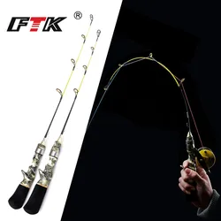 FTK-caña de pescar en hielo para invierno, 50cm, 60cm, carrete de pesca en hielo, C.W.10-20G