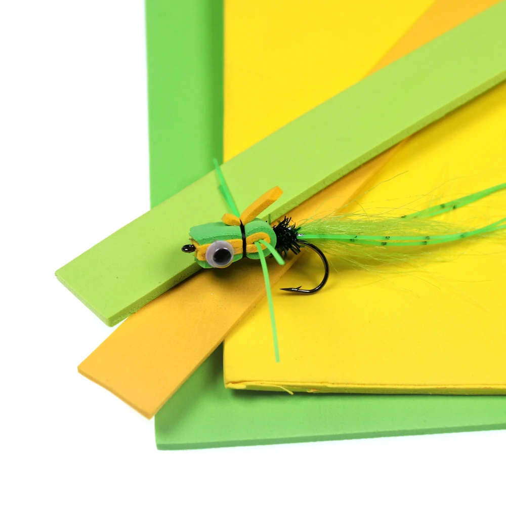 Bimoo-Hoja de espuma para atar moscas, Material flotante de 3mm, verde y naranja, tolva de hierba seca, 24x24cm, 1 unidad - imagen 3