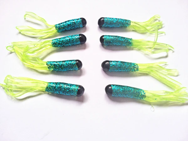 JYJ-cebos de gusano para pesca de agua dulce, señuelo hula con Falda de tubo suave, señuelo de Calamar de plástico suave, 200 piezas - imagen 4