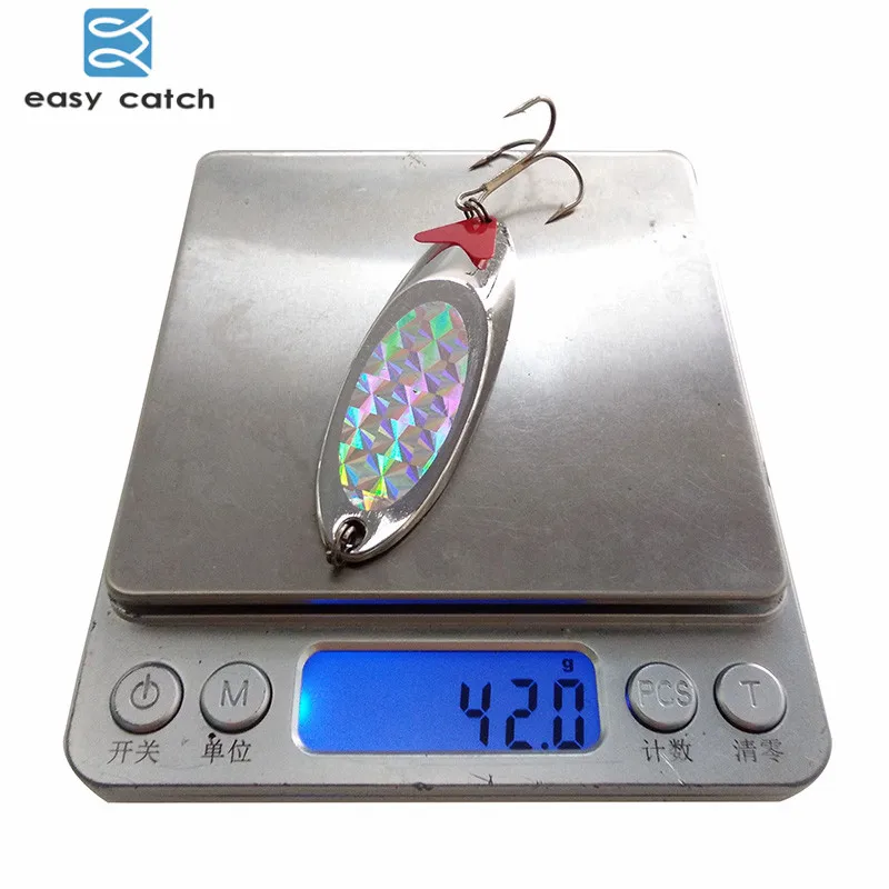 Easy Catch-Señuelos de Pesca de cuchara de Metal duro, anzuelos de pesca de agua salada, plantilla de plata, cebo giratorio para trucha, 10 Uds., 40g - imagen 3