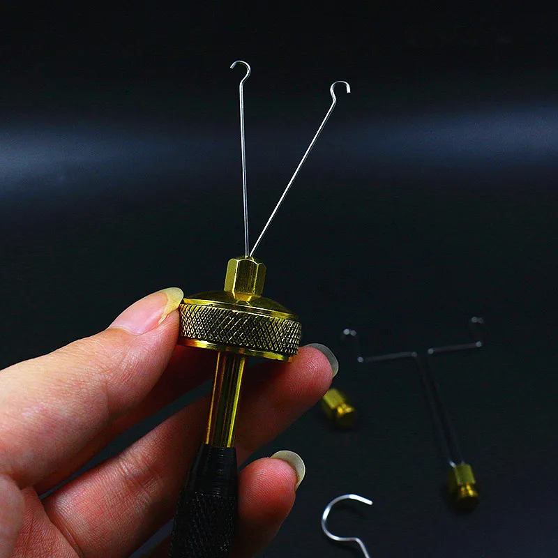Royal Sissi fly tying Dubbing Spinner con 4 accesorios de cabeza Bucle de rodamiento de bolas de latón Dobleción twister delux herramientas de atado de moscas - imagen 2