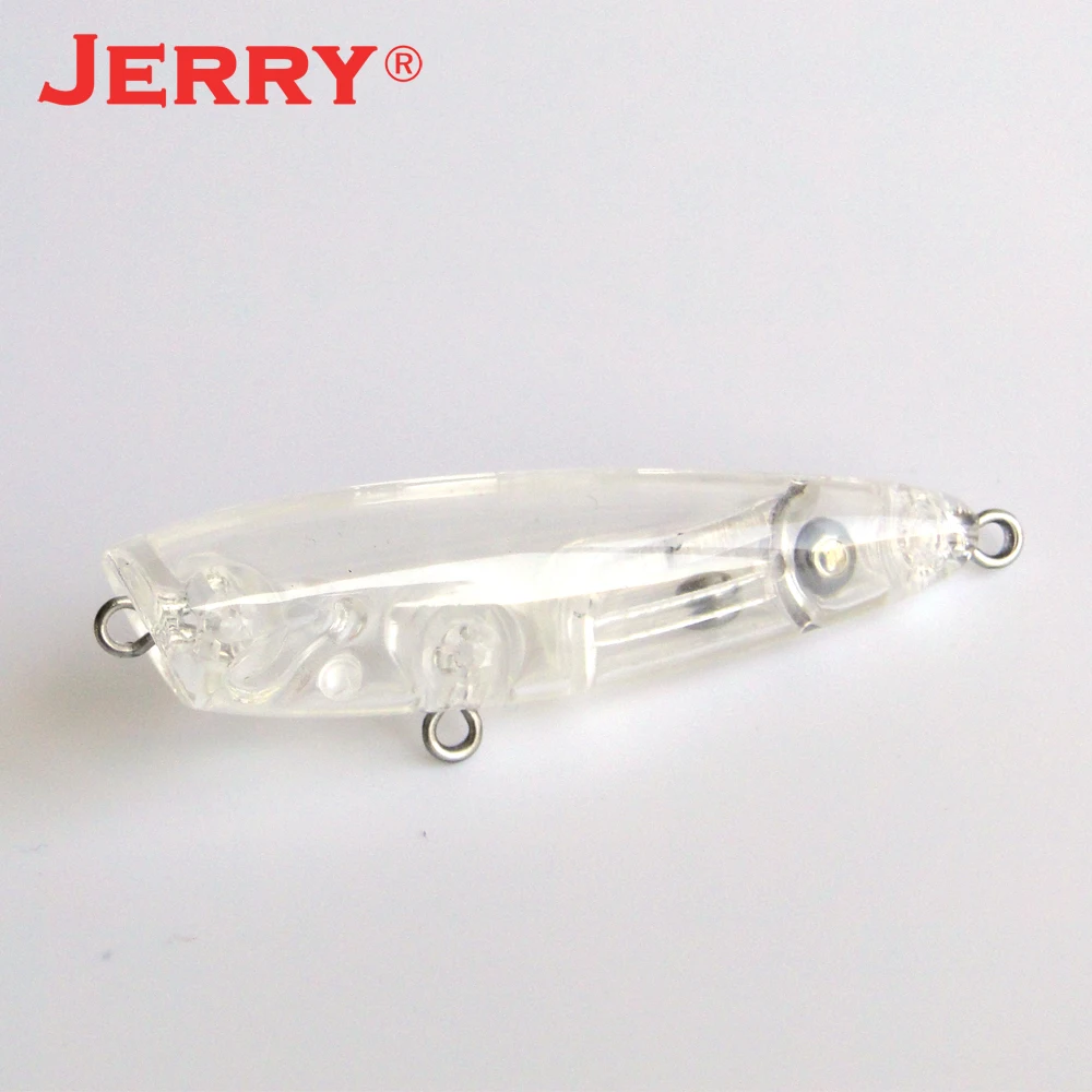 Jerry Stopper-Señuelos de Pesca giratorios, 10 piezas, sin pintar, Cuerpo en blanco, cebo duro flotante, Topwater, Micro Popper, trucha con ojos - imagen 2