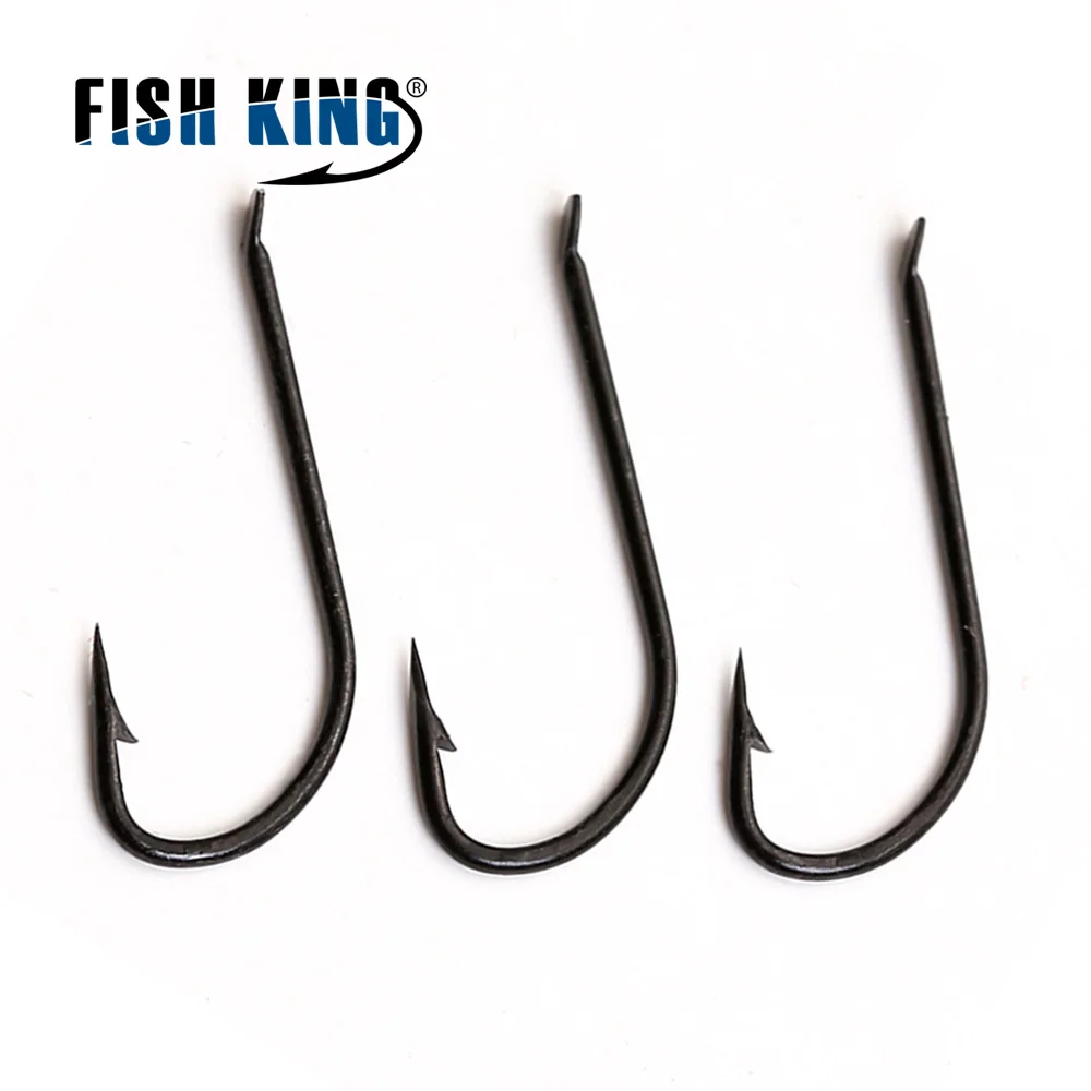 FISH KING-anzuelo de caña larga de acero con alto contenido de carbono, gancho afilado con púas, aparejos de pesca de carpa, 2515BL, 1-17 #, 100 unidades por lote - imagen 4