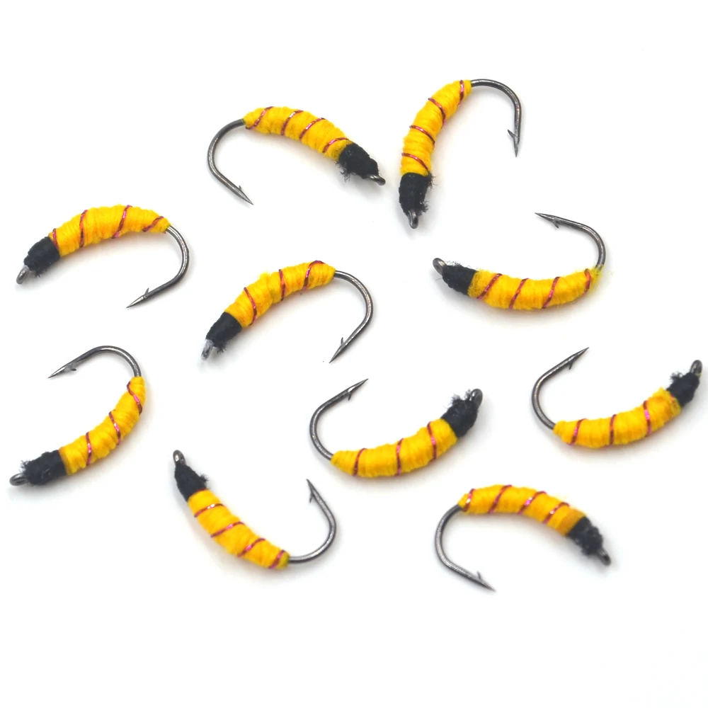 MNFT-anzuelo de ninfas amarillo, 10 piezas, #10, trucha, pesca, moscas, señuelo - imagen 4