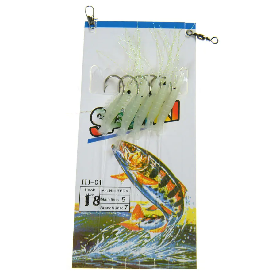 Sabiki señuelo de pesca suave, aparejos luminosos, cebo de Camarón, señuelo de Jigs, señuelo falso desgastado, 10 bolsas, nuevo - imagen 5