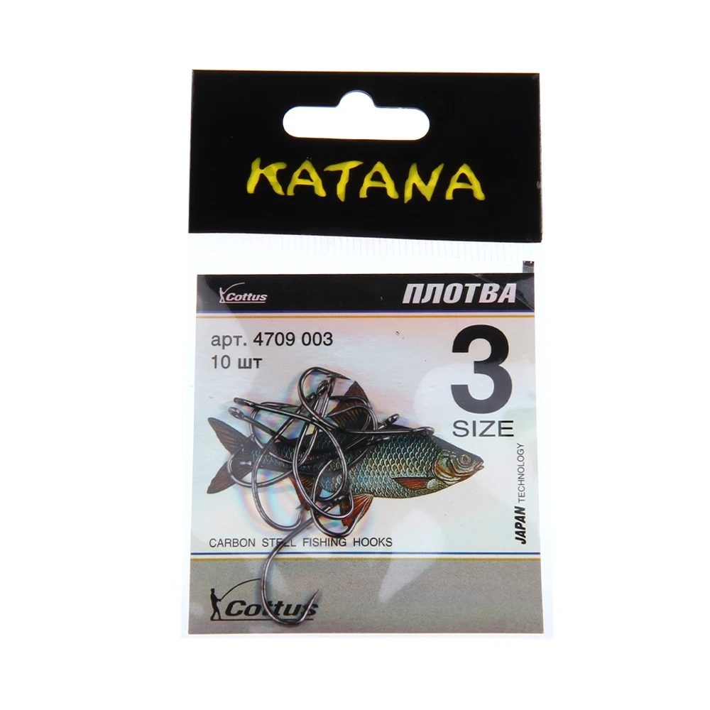 NGB 10PCS Anzuelos de pesca de acero con alto contenido de carbono KATANA 3 # -12 #   Anzuelo individual con púas y accesorios de pesca con anzuelo de carpa con ojo - imagen 3
