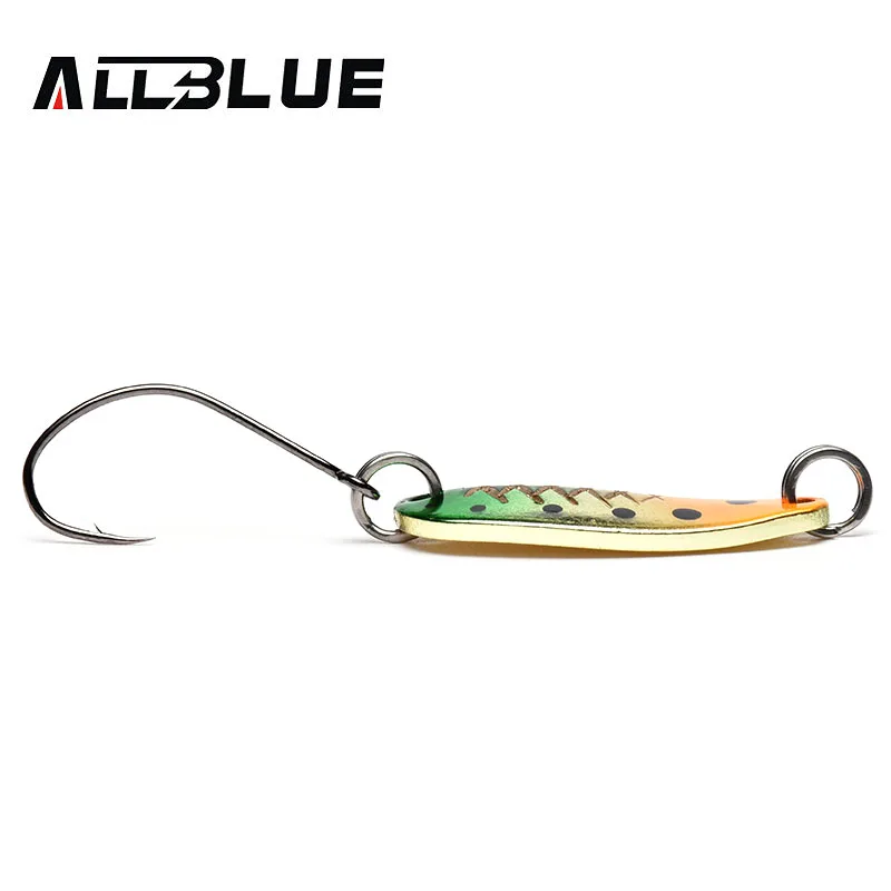 ALLBLUE-señuelo de cuchara de trucha de 4g y 26mm, 2 unids/lote, cebo de Metal, señuelo de pesca MOMO, Material de cobre, aparejos de pesca de agua dulce Isca Artificial - imagen 5